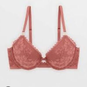 Aerie Show Off Lace Plunge Pushup Elegant Lace Women's Bra - Pink, Size 34C